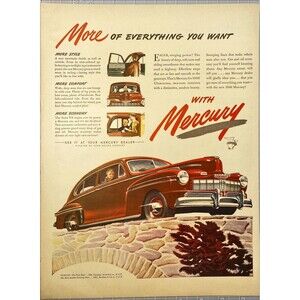 1946 Mercury "More of everything you want" Illustration Vintage Print Ad 1946